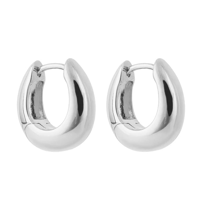 Organic Huggie Hoop Earrings - Silver
