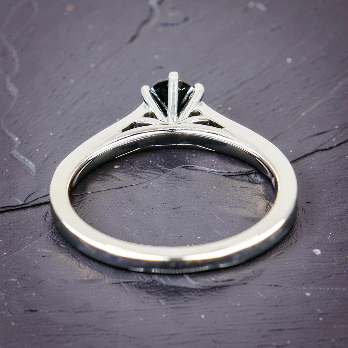 Pre-Owned Platinum 0.77ct TDW Black Diamond With Diamond Accent Shoulders Ring