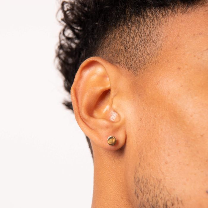 Fred Bennett Stainless Steel Gold Plated Round Circle Stud Earrings