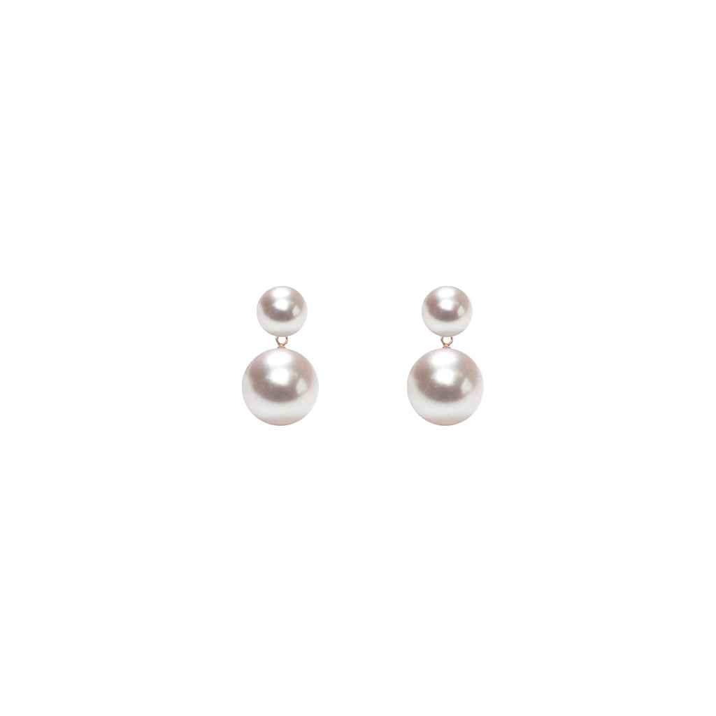 Ora 9ct Yellow Gold Small Duet White Pearl Earrings