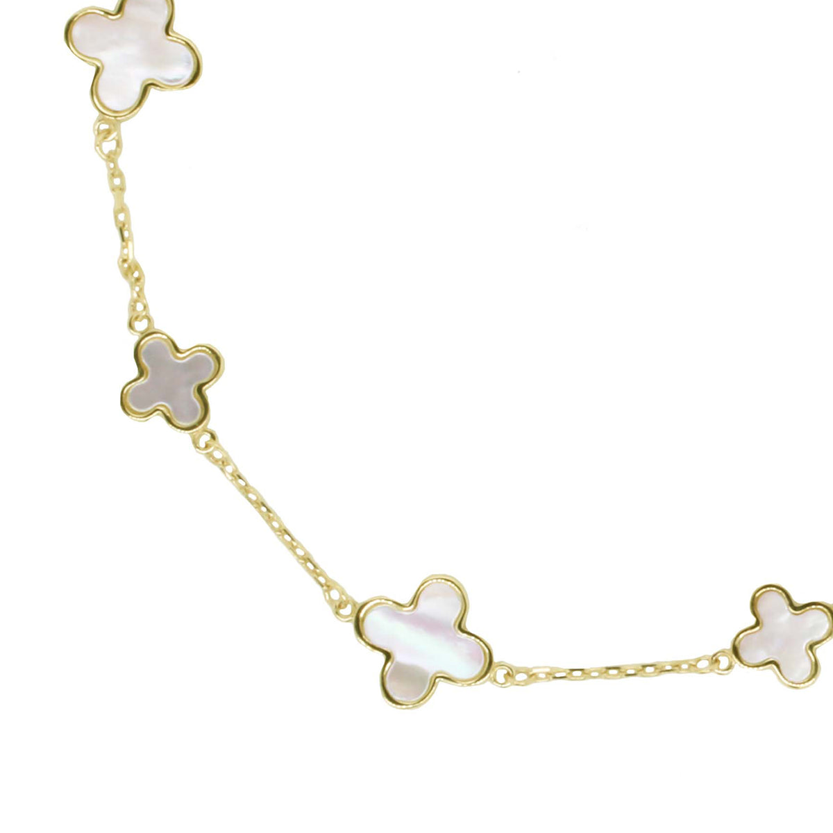 9ct Yellow Gold Mother of Pearl Flower Bracelet
