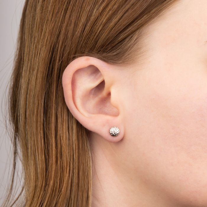 9ct White Gold Textured Stud Earring