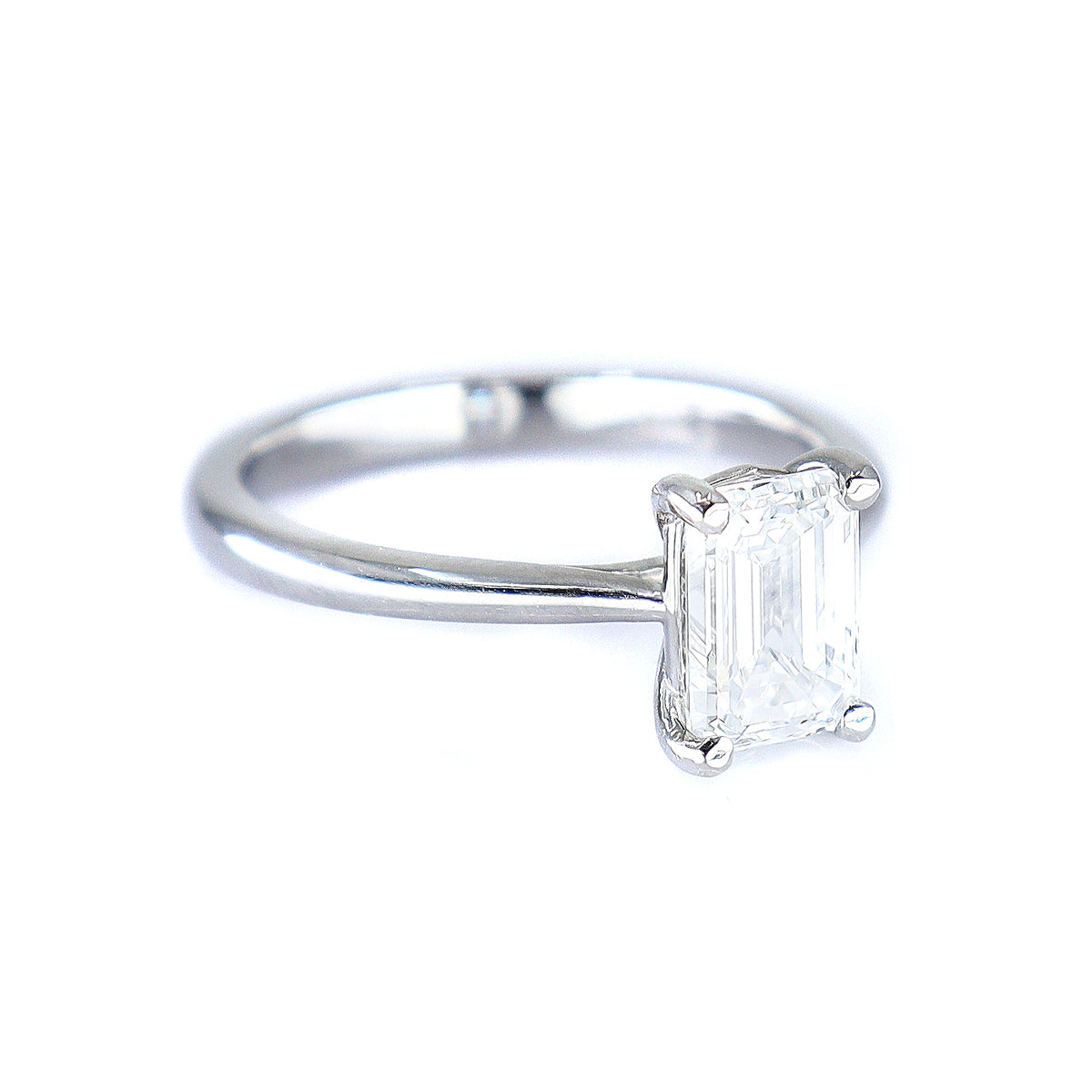 Platinum 1.50ct Lab Grown Diamond Certificated Emerald Cut Solitaire Ring