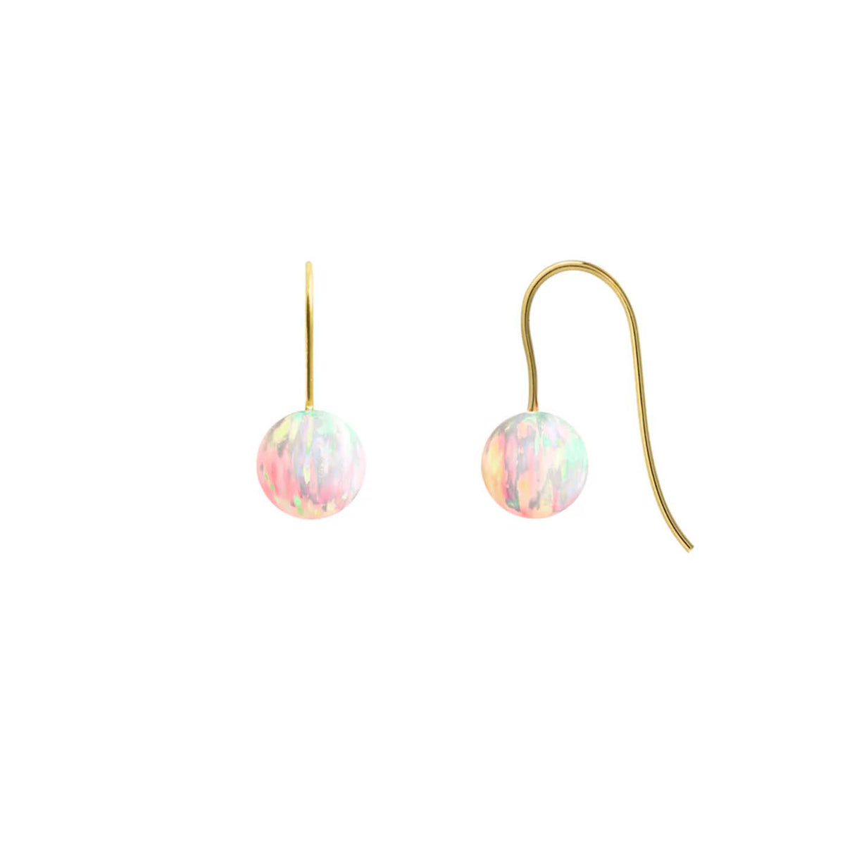 ORA 9ct Yellow Gold 8mm Lab Grown Sun Opal Hook Earrings