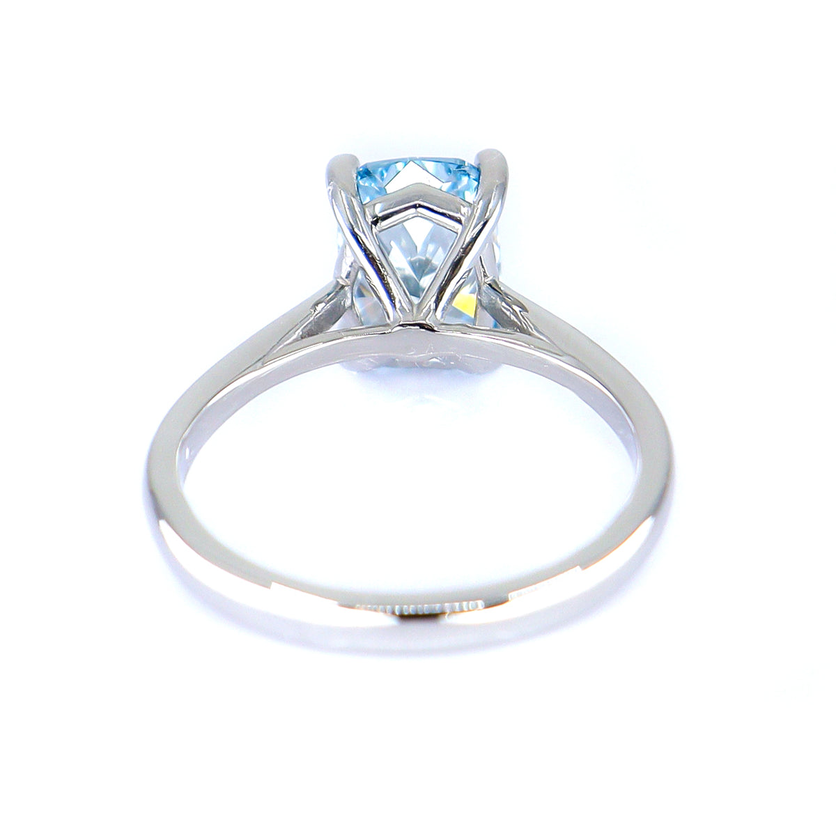 Platinum 2.07ct Blue Lab Grown Diamond Certificated Cushion Cut Diamond Ring