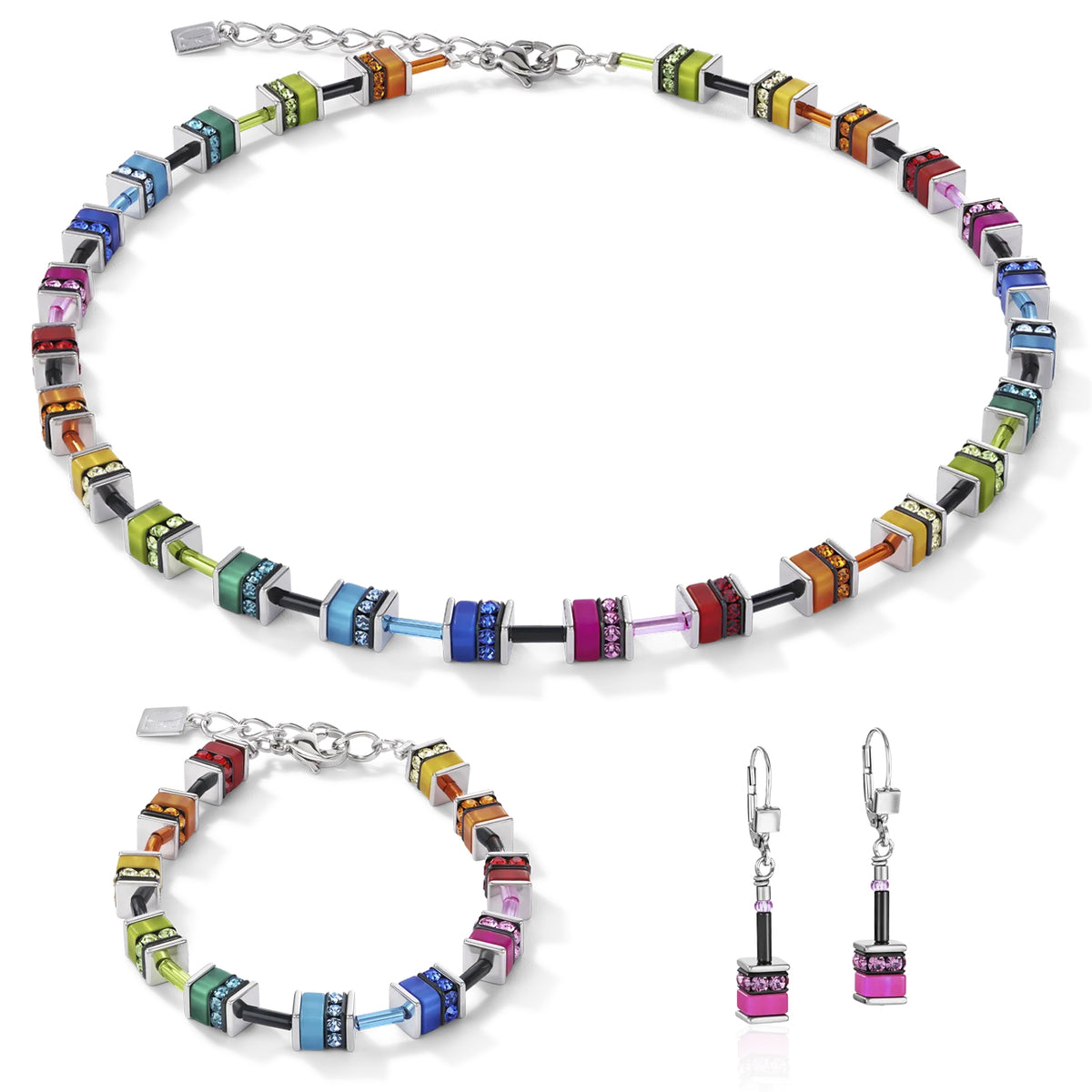 Coeur de Lion GeoCUBE® Classic Polaris & Rhinestone Multicolour Bracelet