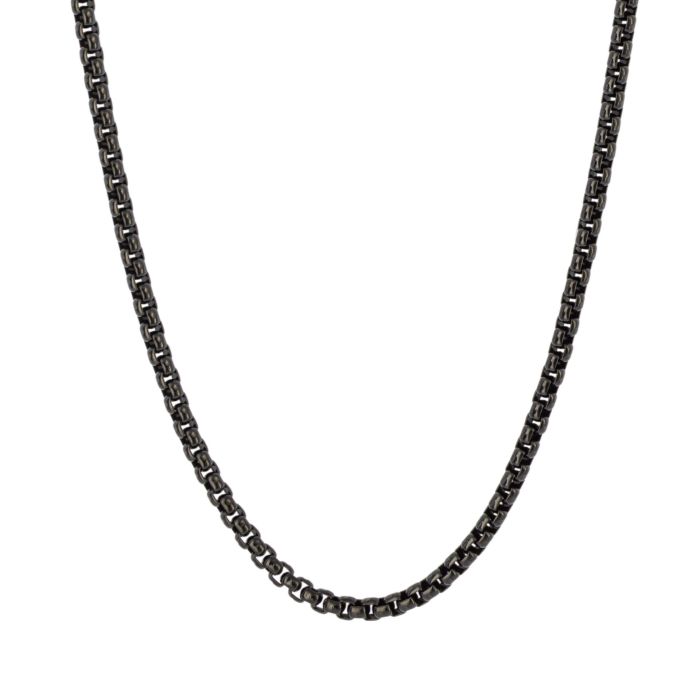 Fred Bennett Stainless Steel Black IP Plated Box Chain 24''