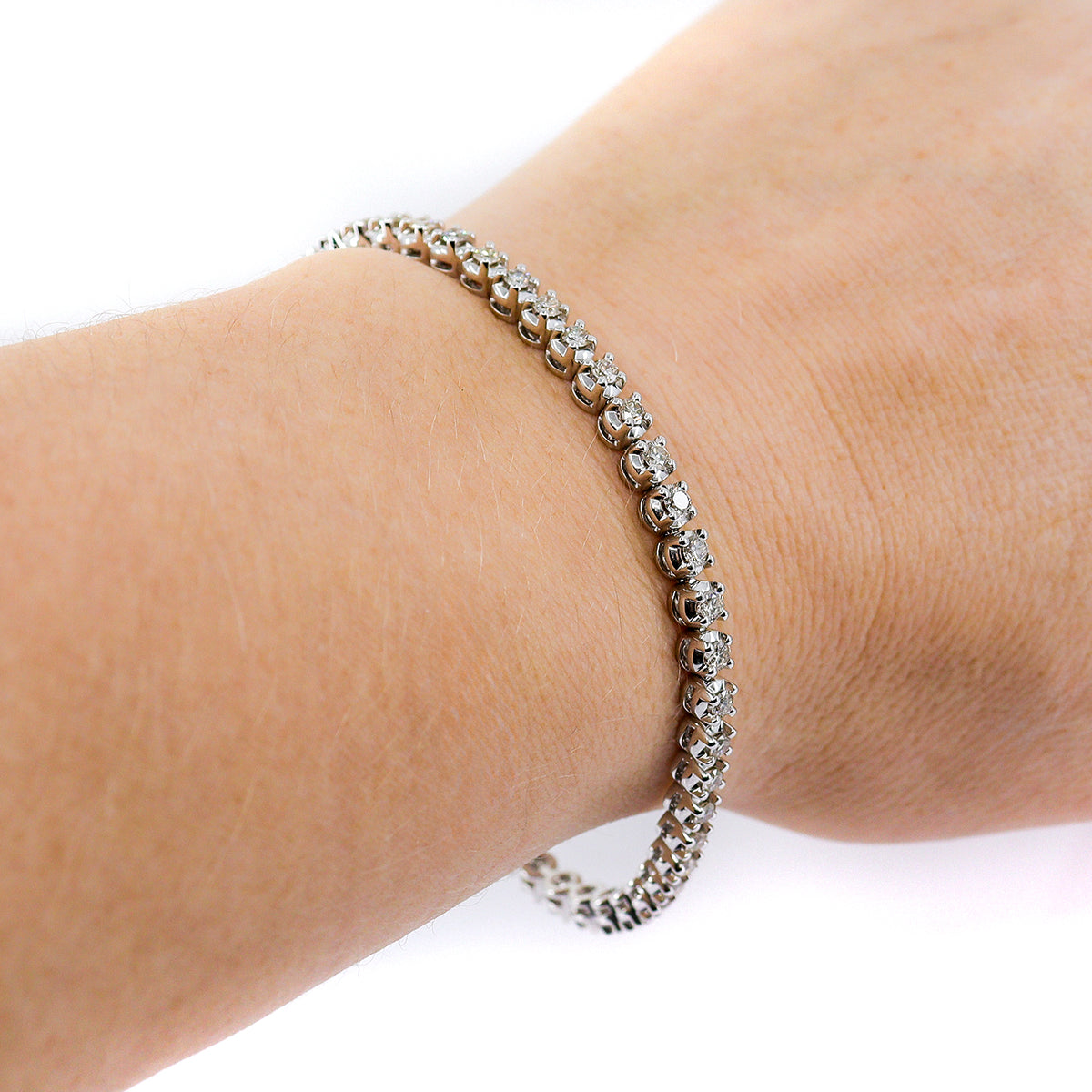 9ct White Gold 3.16ct Diamond Line Bracelet