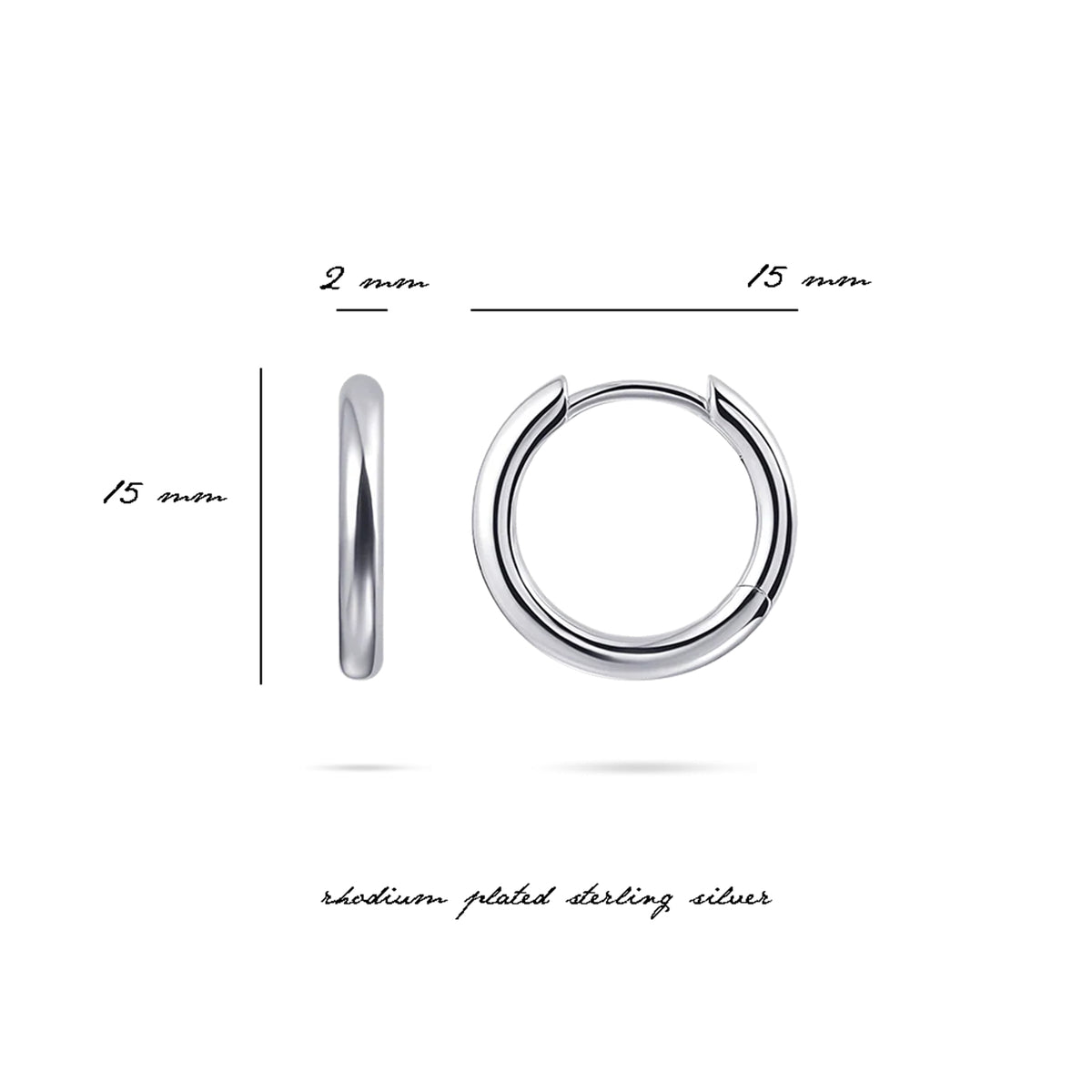 Gisser Sterling Silver Midi 15mm Hoop Earrings