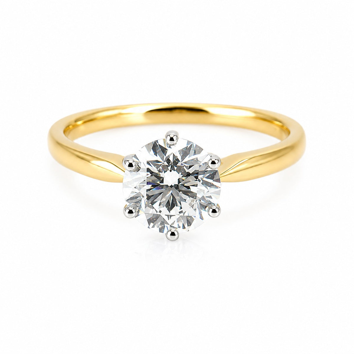 18ct Yellow Gold 1.54ct Lab Grown Certificated Round Brilliant Cut Diamond Solitaire Ring