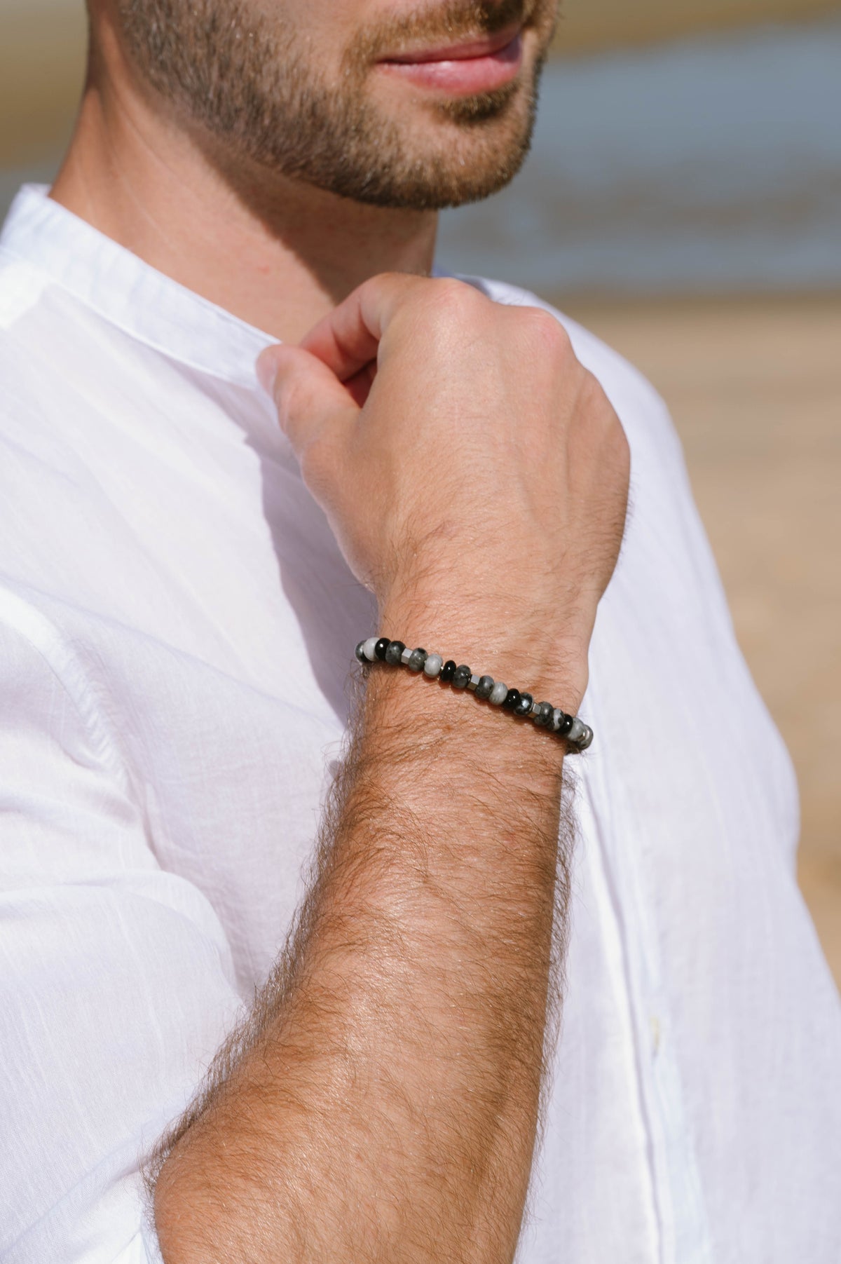 Steel & Barnett Graphite Bead Bracelet - One Size