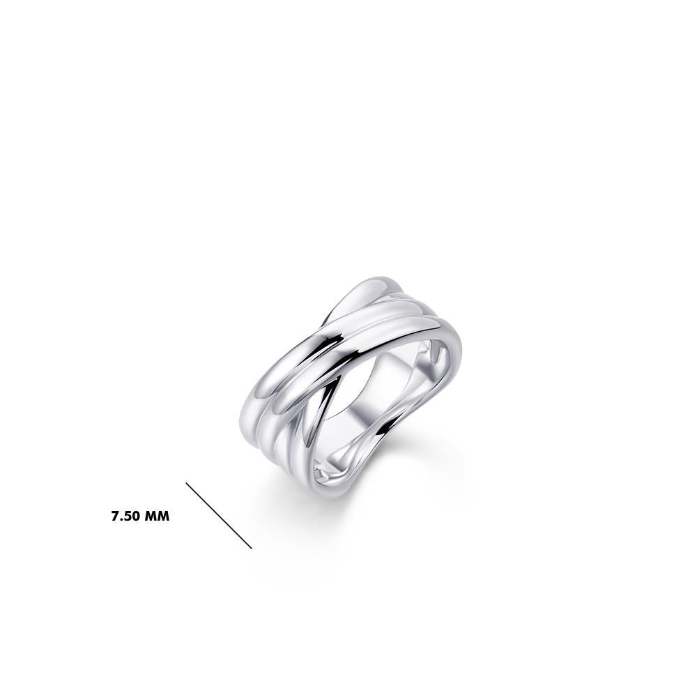 Gisser Sterling Silver Rhodium Plated Maxi Crossover Band Ring
