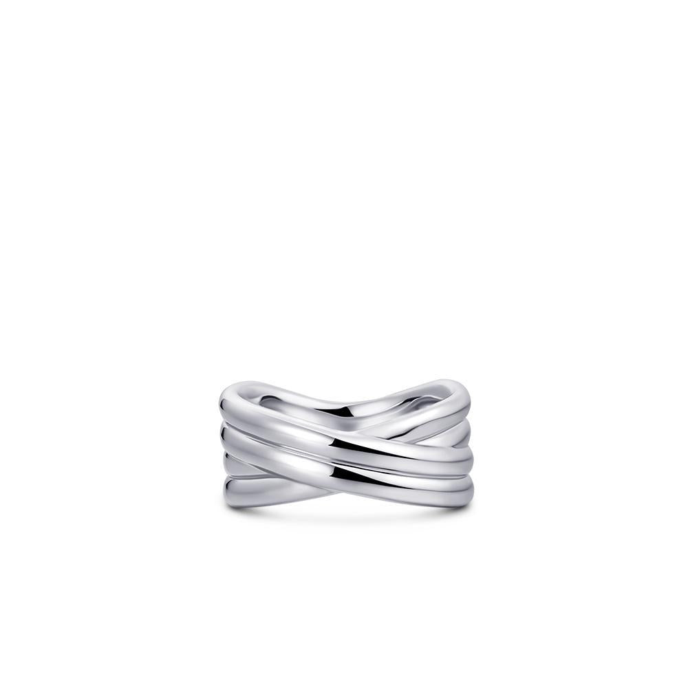 Gisser Sterling Silver Rhodium Plated Maxi Crossover Band Ring