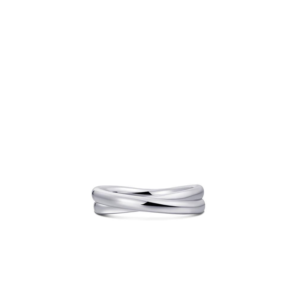 Gisser Silver Crossing Bold Bands Ring