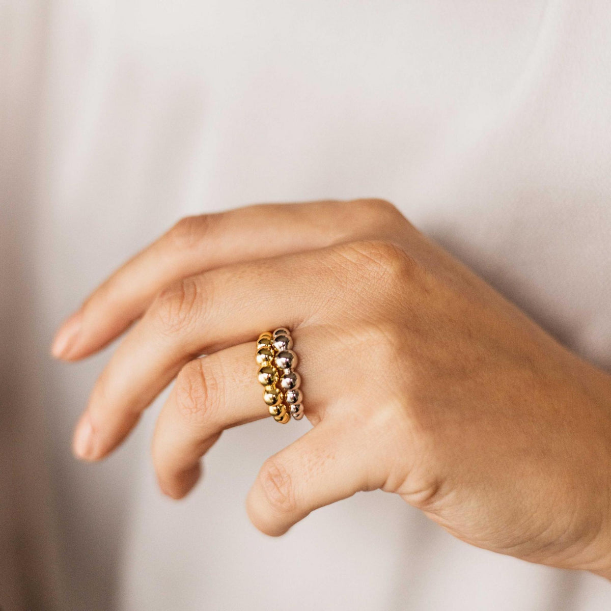 Gisser 18ct Yellow Gold Plated Graduated Bead Ring