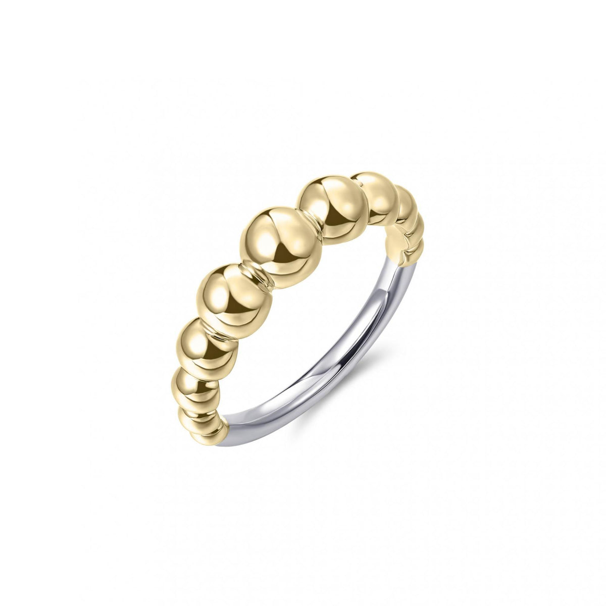 Gisser 18ct Yellow Gold Plated Graduated Bead Ring