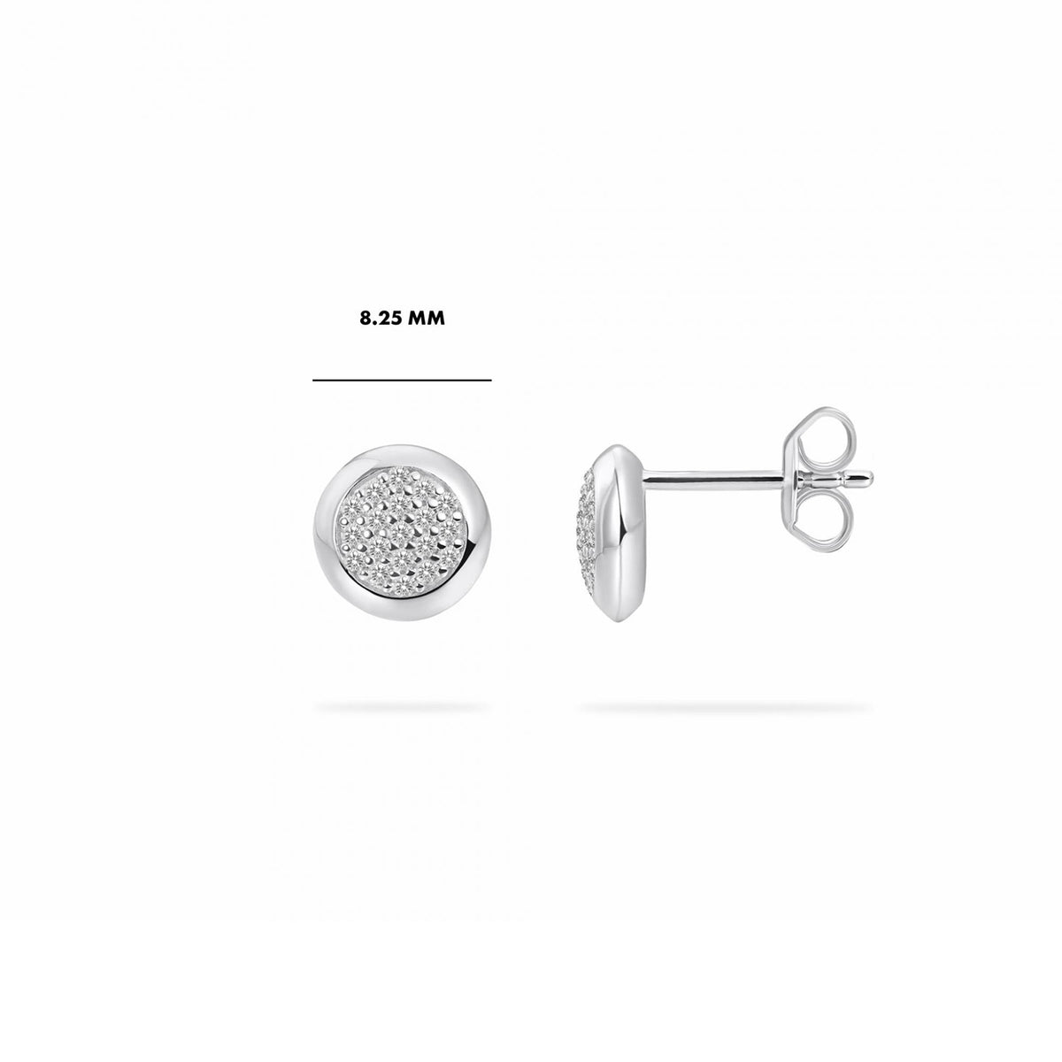 Gisser Sterling Silver Bold Pave 8mm Stud Earrings