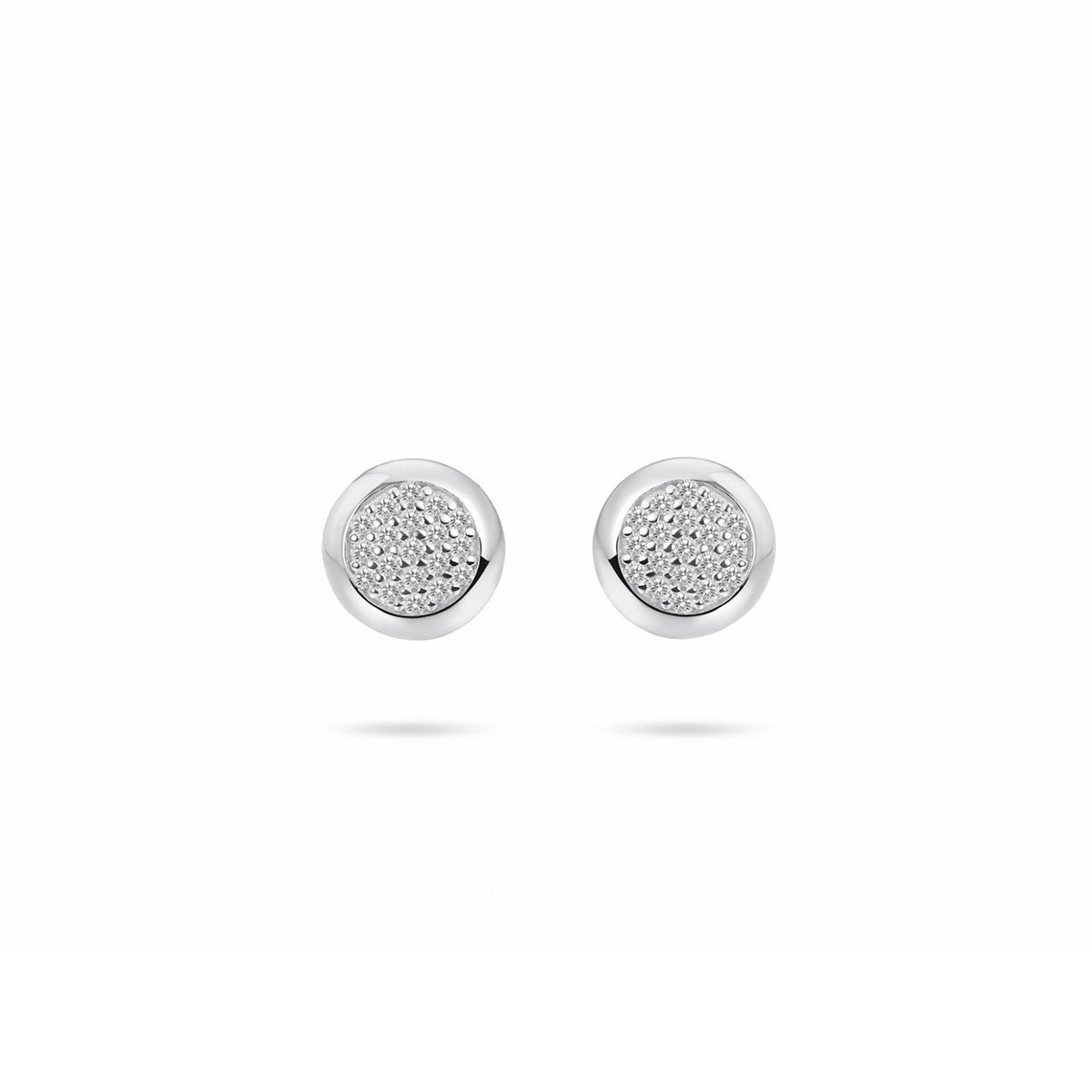 Gisser Sterling Silver Bold Pave 8mm Stud Earrings