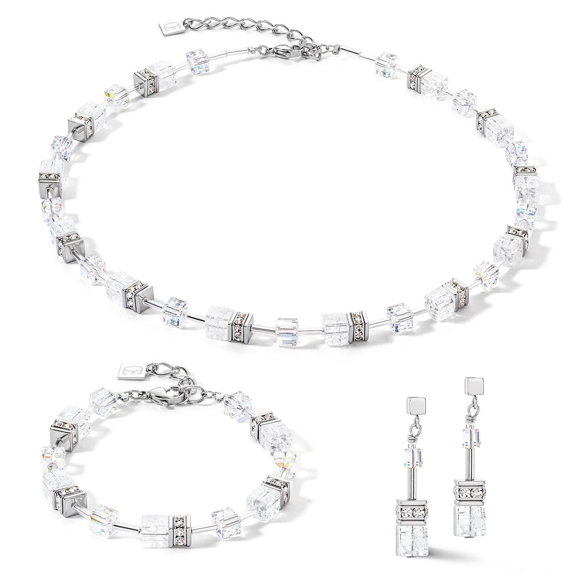 Coeur de Lion GeoCUBE® Iconic Nature Silver-Clear Earrings