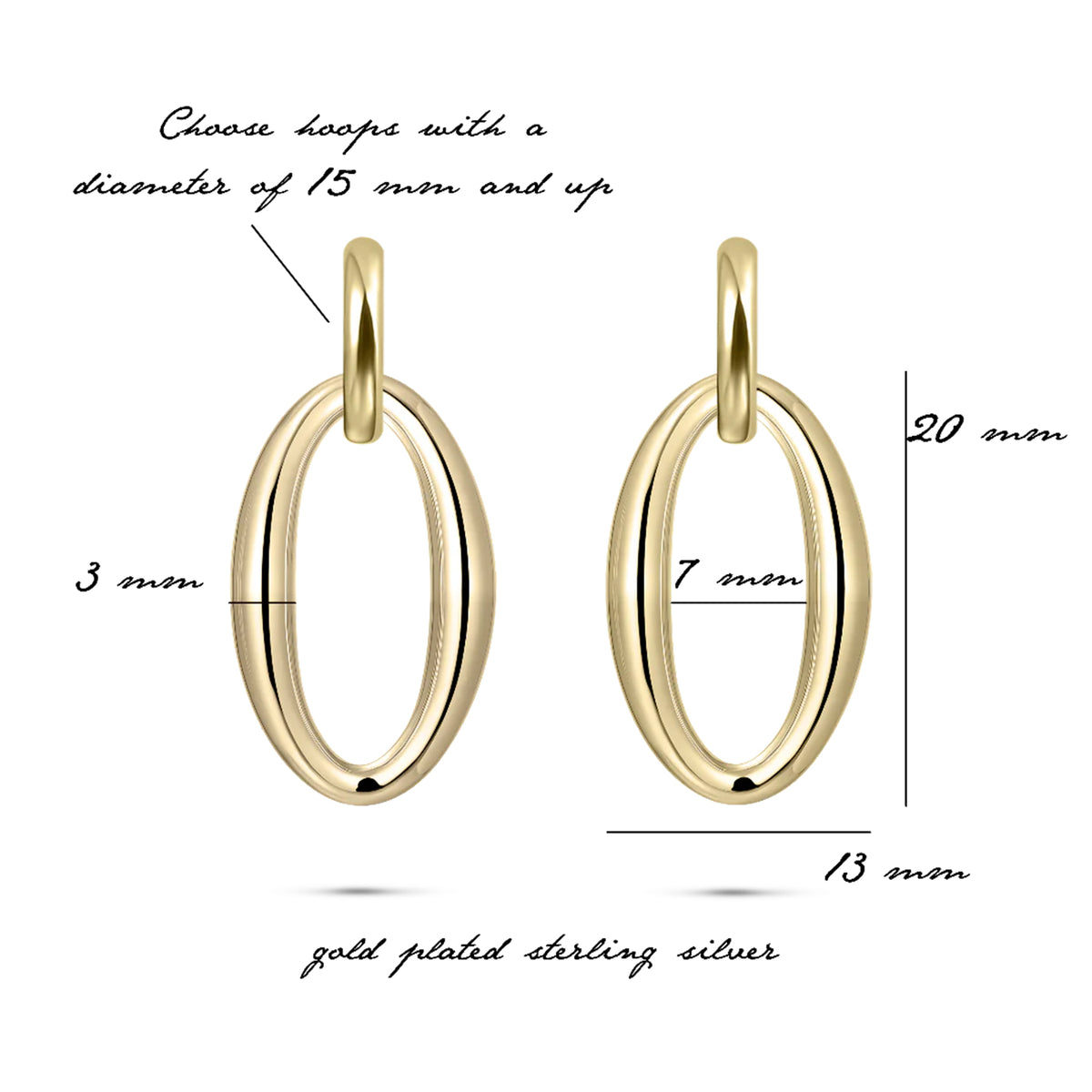 Gisser 18ct Yellow Gold Plated Oval Hoop Drops