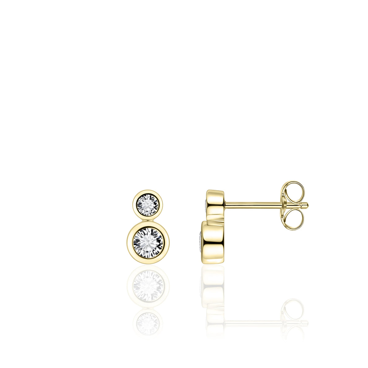 Gisser 18ct Gold Plated Double Cubic Zirconia Stud Earrings