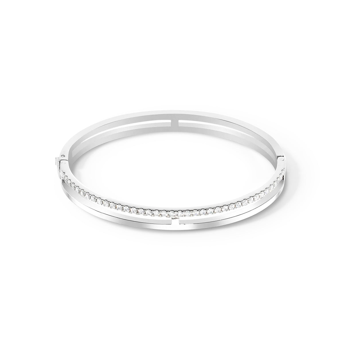 Coeur De Lion Stainless Steel Eternal Unity White Crystal Bangle