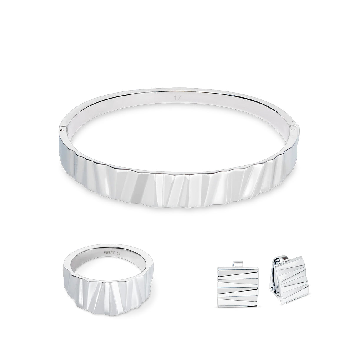 Coeur de Lion Classic Wave Hinged Bangle Silver