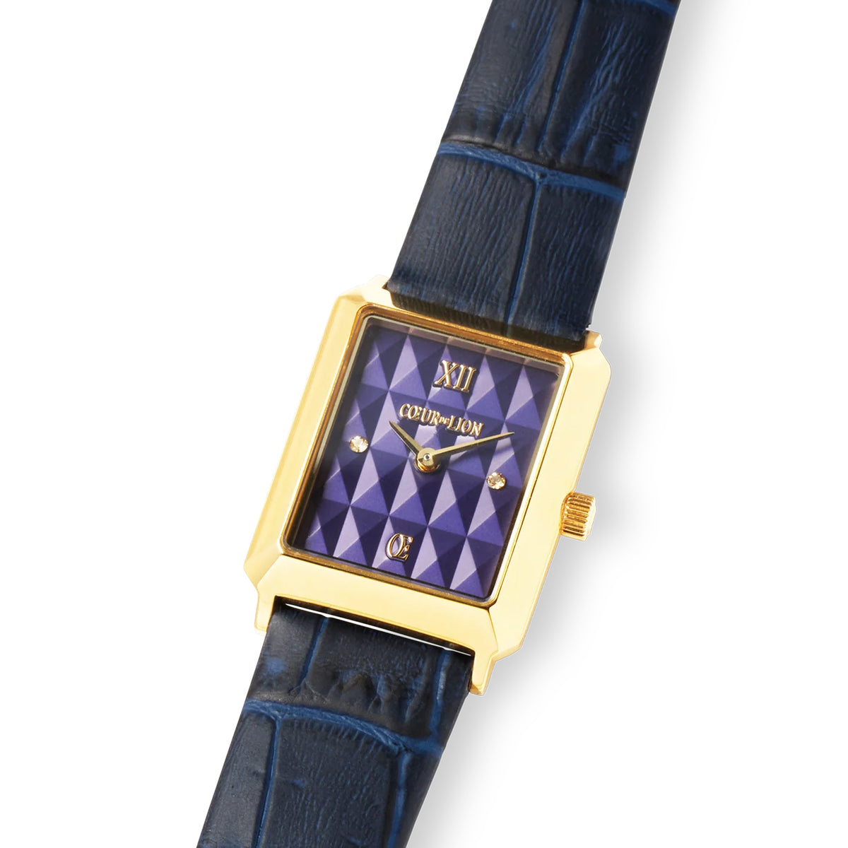 Coeur De Lion Iconic Spikes Gold Plated Stainless Steel Midnight Blue Rectangular Watch
