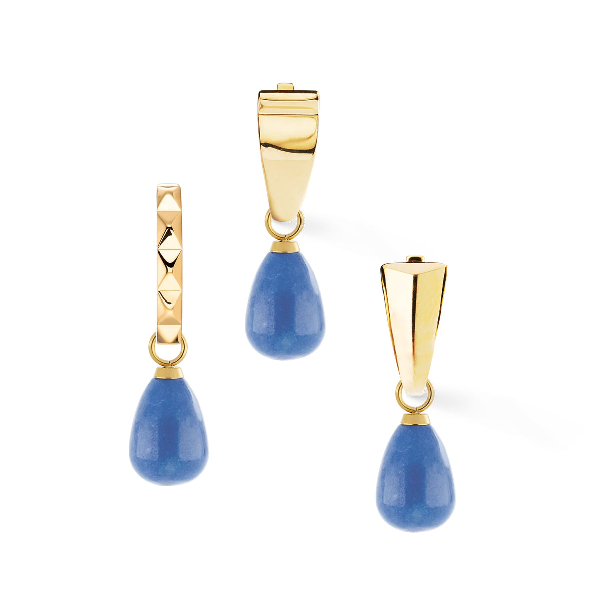 Coeur De Lion Gold Plated Stainless Steel Sodalite Charm Hoops