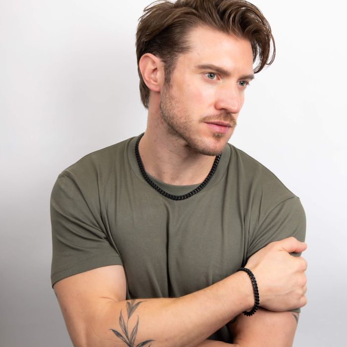 Fred Bennett Stainless Steel Black Brushed Curb Chain