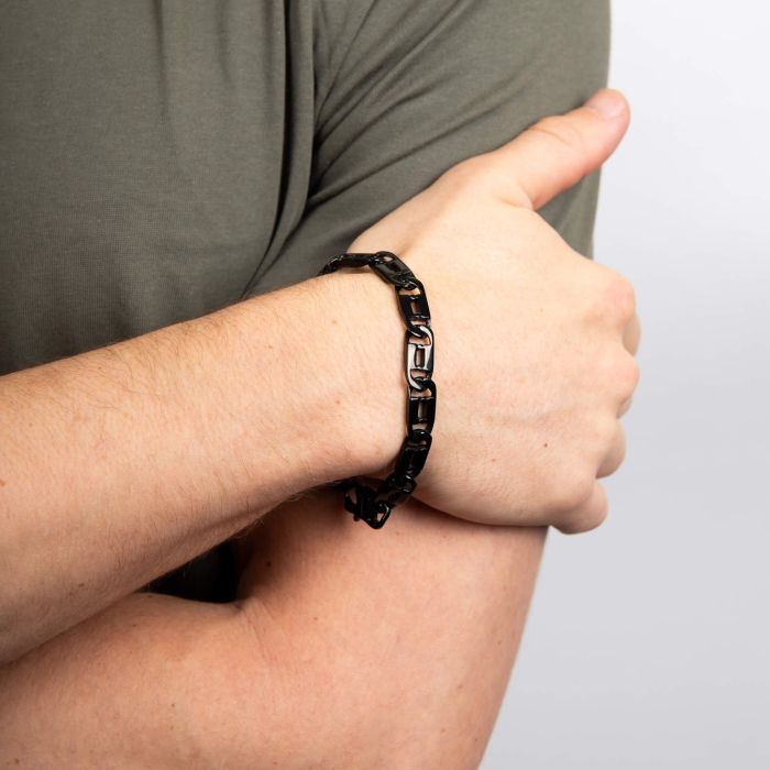 Fred Bennett Stainless Steel Black Anchor Link Chain Bracelet