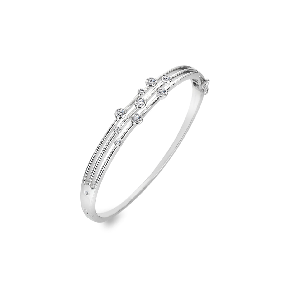 Hot Diamonds Sterling Silver White Topaz & Diamond Tender Statement Bangle