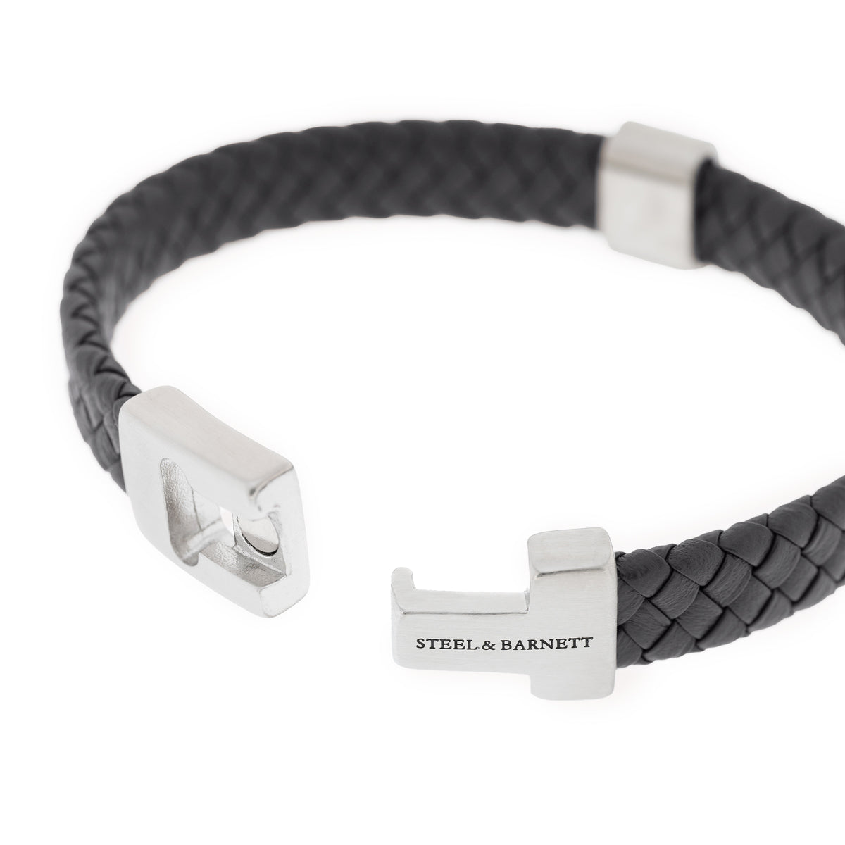 Steel & Barnett Harrison Woven Black Leather Bracelet - Small