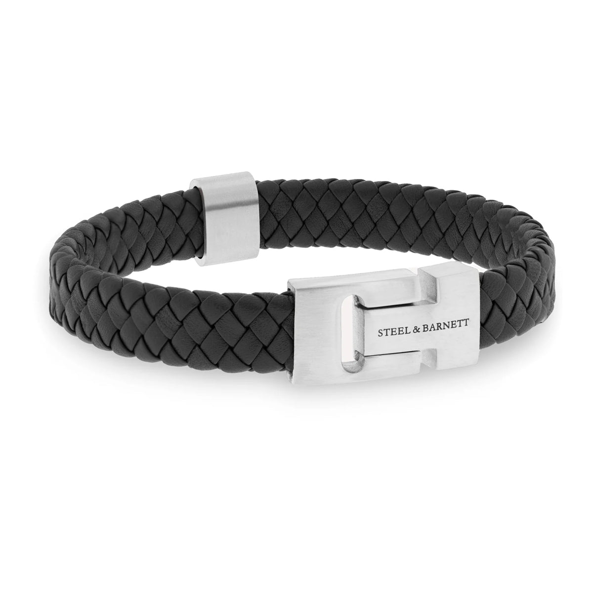 Steel & Barnett Harrison Woven Black Leather Bracelet - Small
