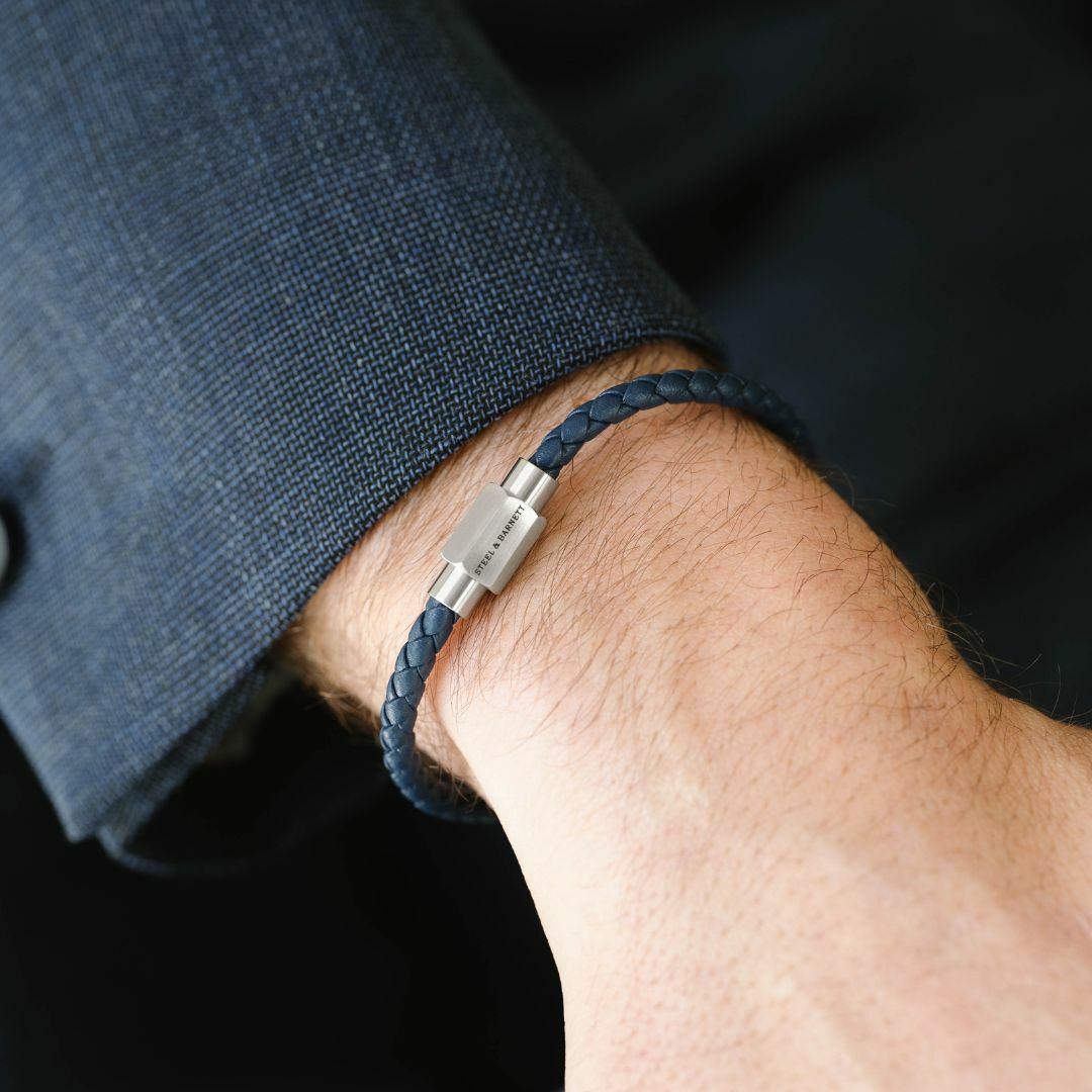 Steel & Barnett Luke Landon Jeans Blue Leather Bracelet -  Small