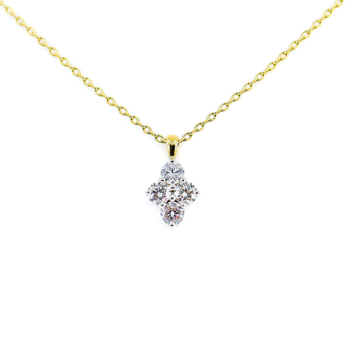 9ct Yellow Gold Kite-Shaped Diamond Pendant & Chain