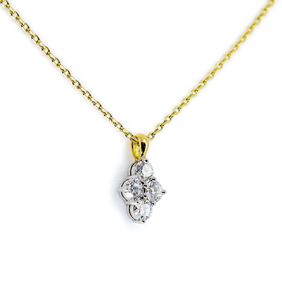 9ct Yellow Gold Kite-Shaped Diamond Pendant & Chain