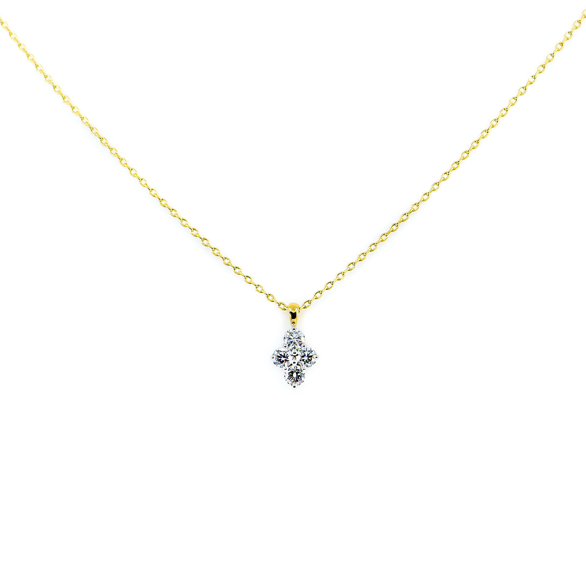 9ct Yellow Gold Kite-Shaped Diamond Pendant & Chain