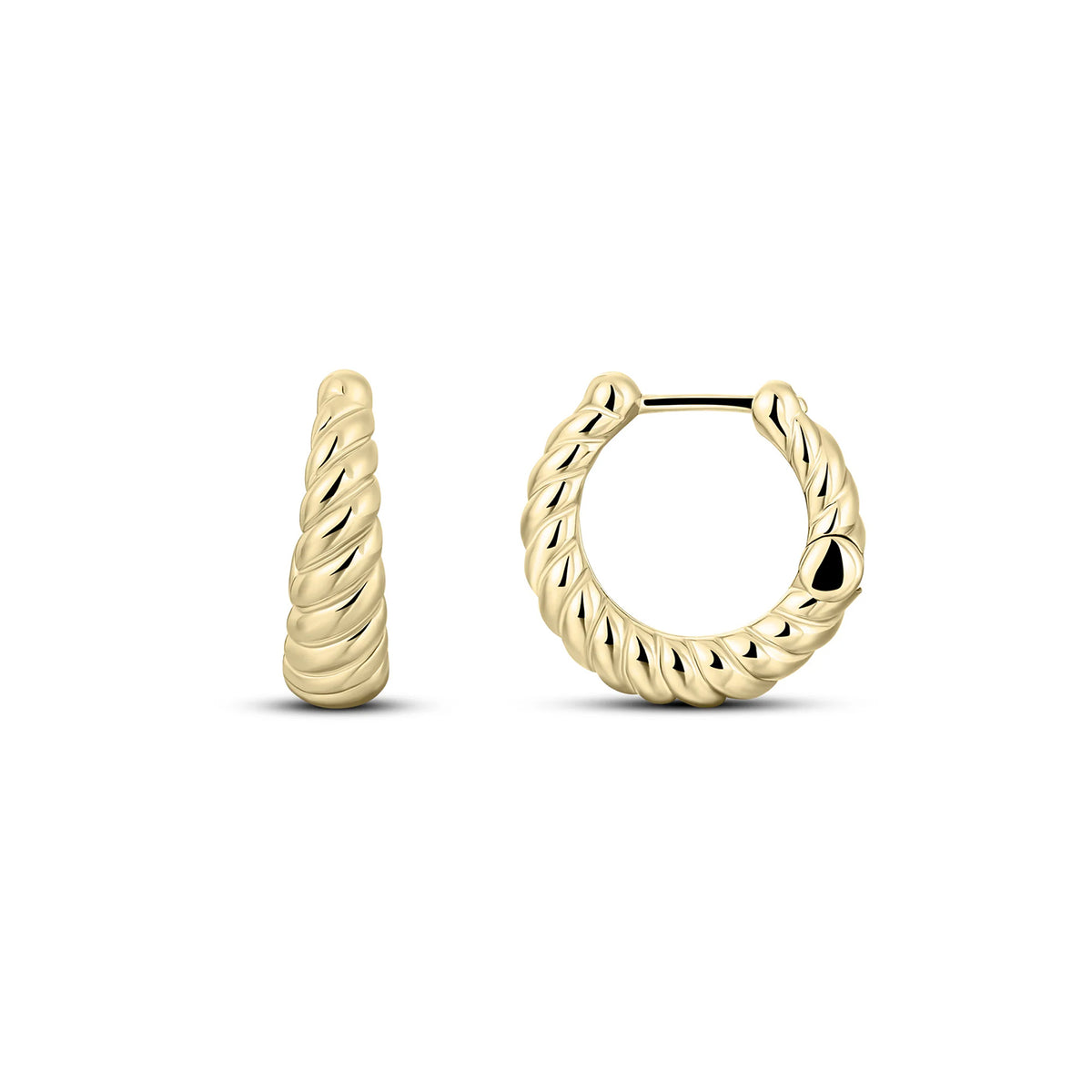 Gisser 18ct Yellow Gold Plated Maxi Rope Tapered Hinged Hoop Earrings - 18mm