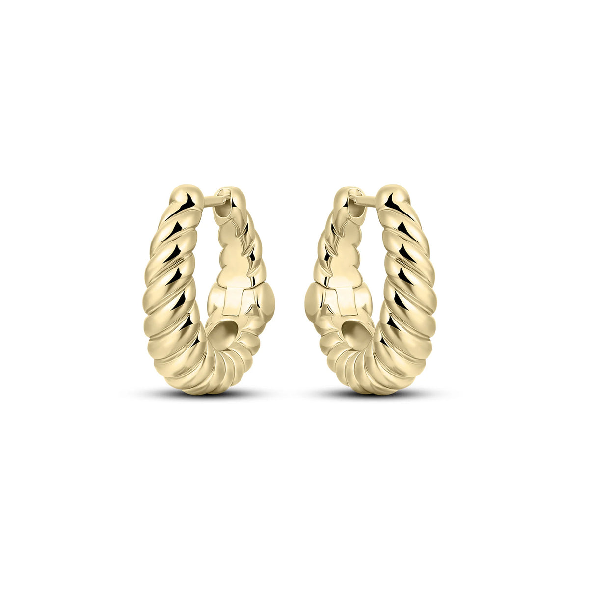 Gisser 18ct Yellow Gold Plated Maxi Rope Tapered Hinged Hoop Earrings - 18mm