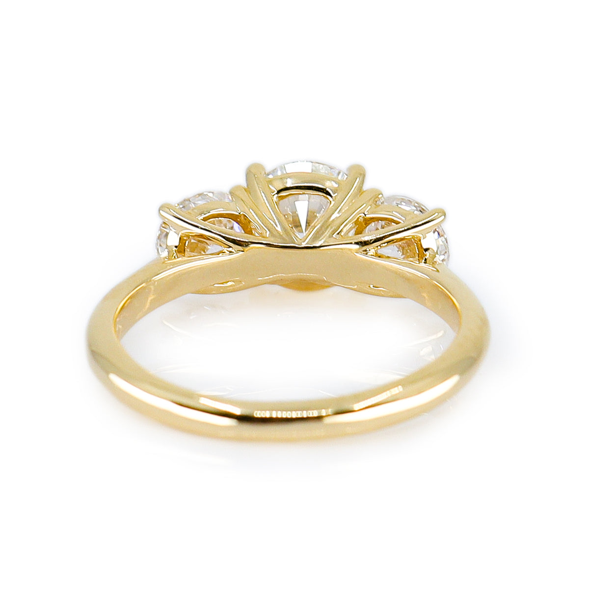 18ct Yellow Gold 2.25ct Lab Grown Diamond Trilogy Ring With Report Card