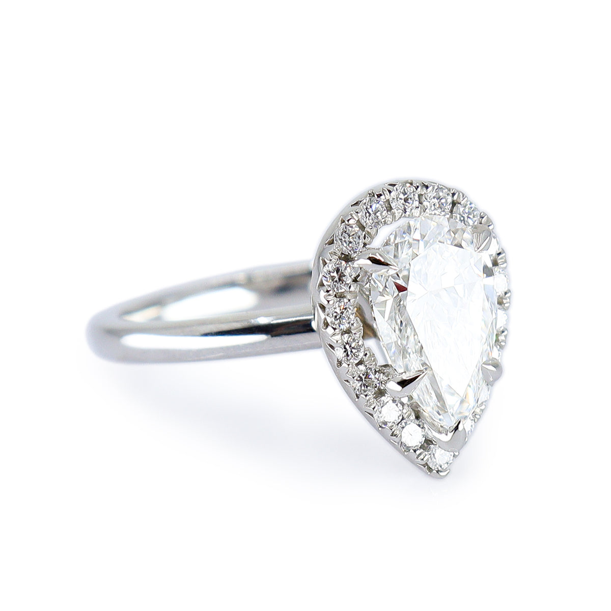 Platinum 2.00ct Lab Grown Diamond Certificated Pear Cut Halo Cluster Ring