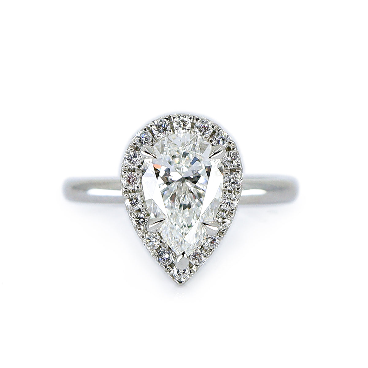 Platinum 2.00ct Lab Grown Diamond Certificated Pear Cut Halo Cluster Ring