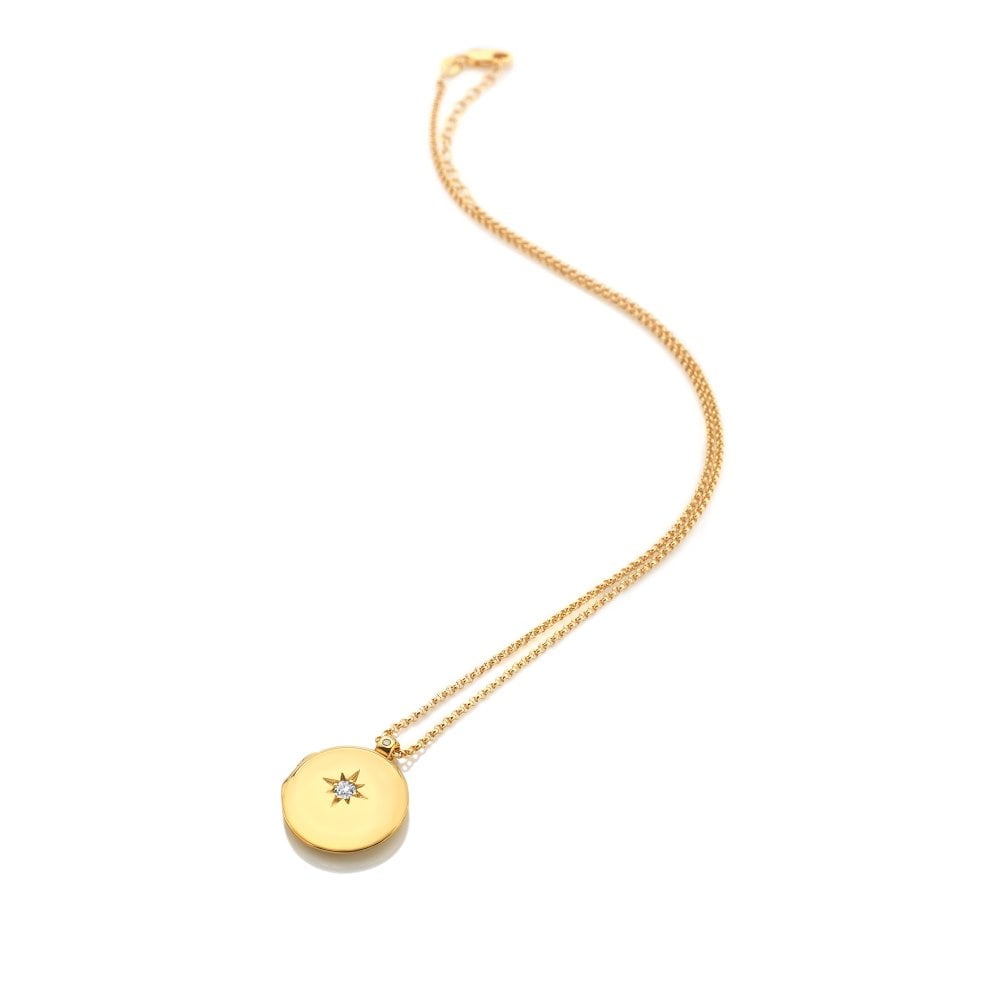 Hot Diamonds Gold Plated Starburst Locket - White Topaz