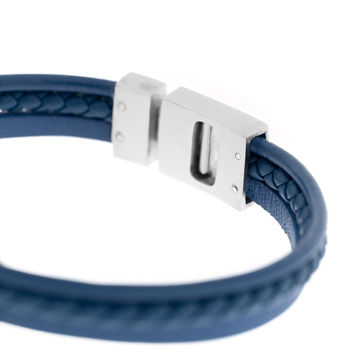 Steel & Barnett Casual Cole Jeans Blue Leather Three Row Bracelet - Small