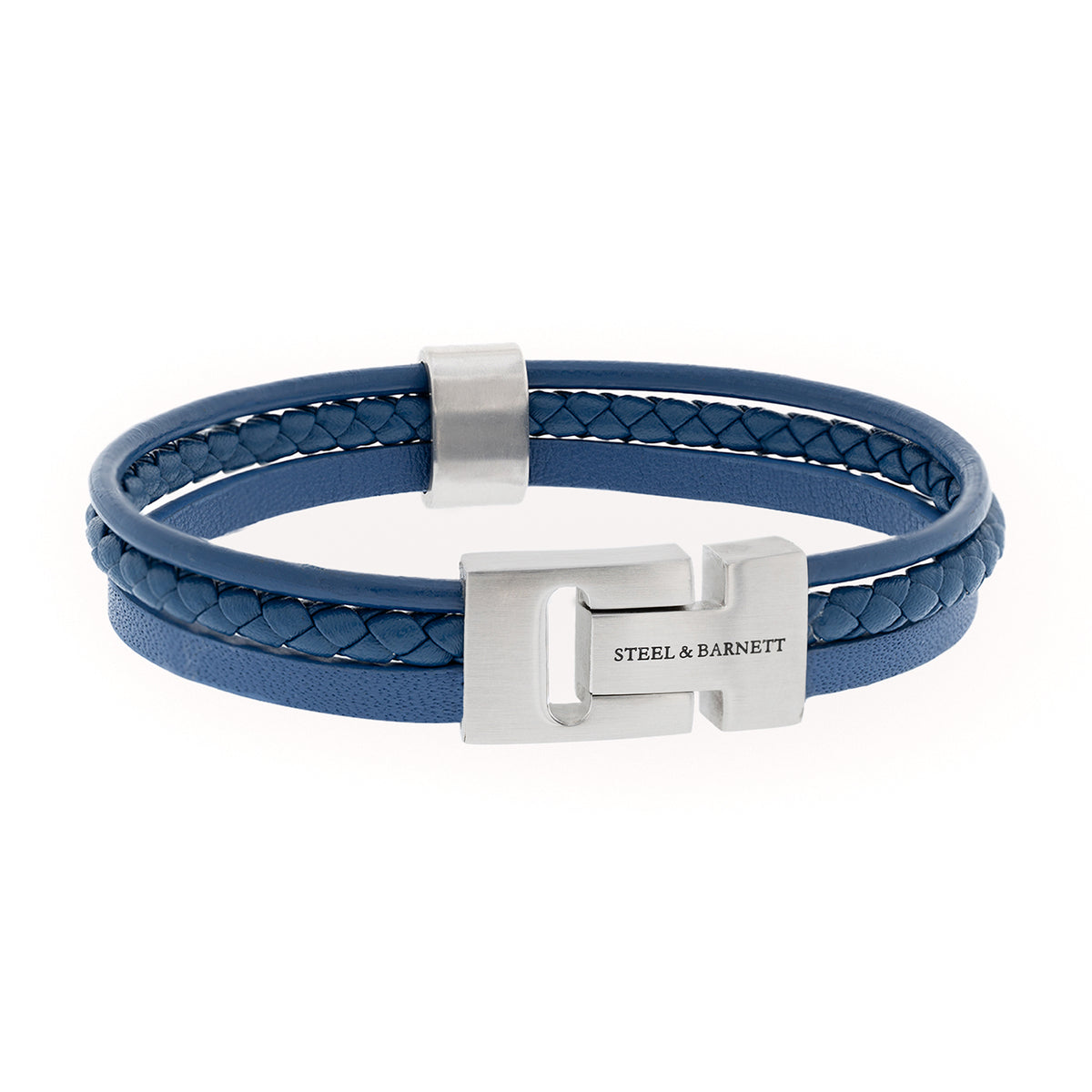 Steel & Barnett Casual Cole Jeans Blue Leather Three Row Bracelet - Small