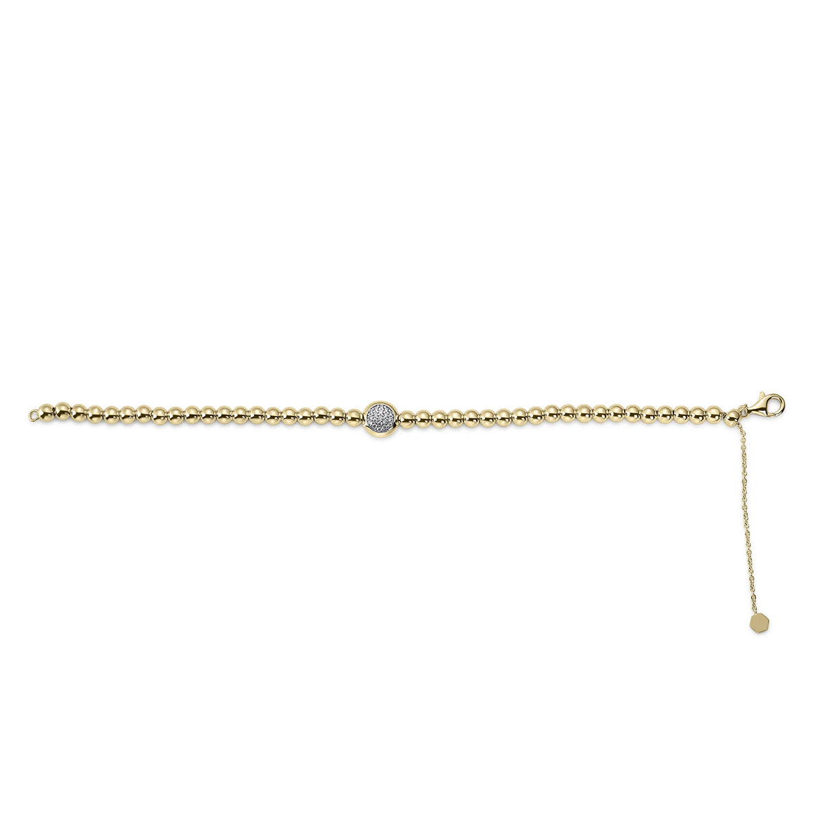 Gisser 18ct Yellow Gold Plated Cubic Zirconia Pave Bead Bracelet