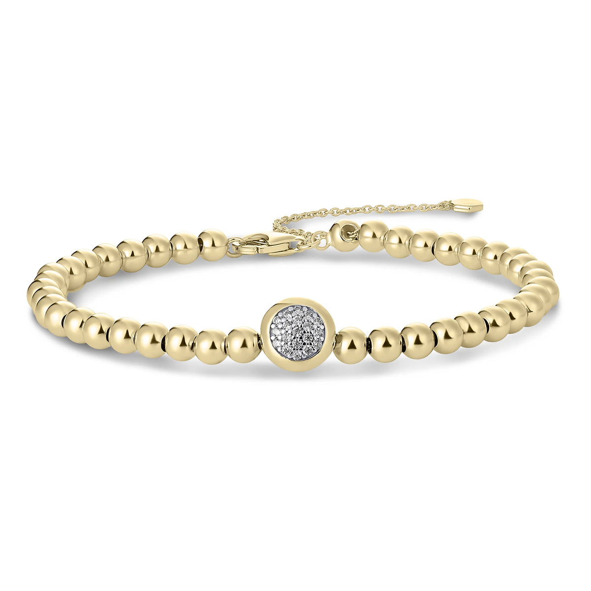 Gisser 18ct Yellow Gold Plated Cubic Zirconia Pave Bead Bracelet