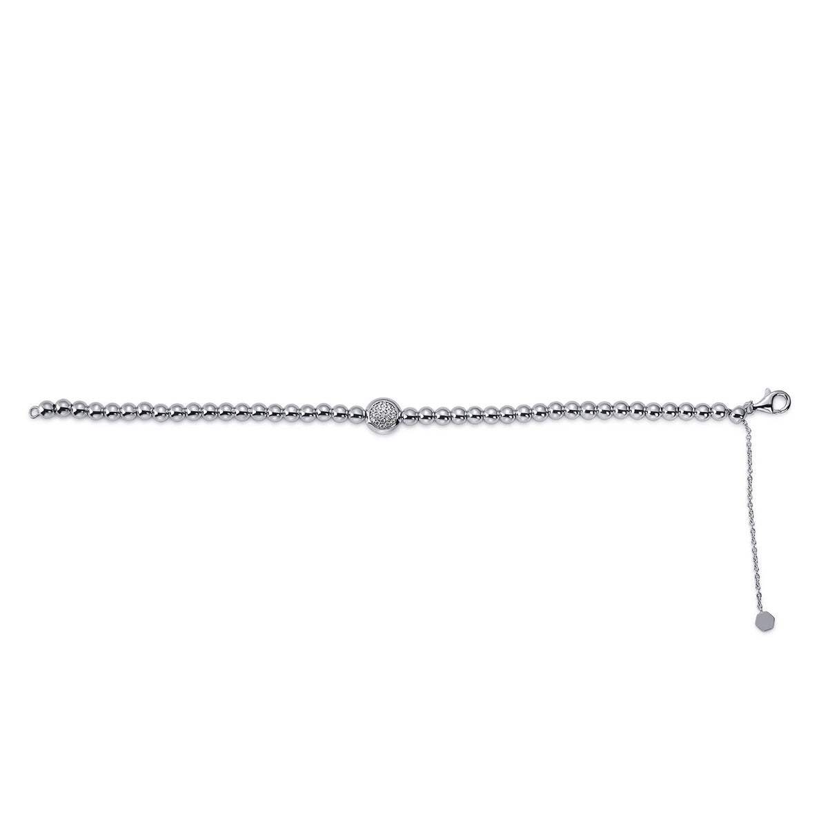 Gisser Sterling Silver Cubic Zirconia Pave Bead Bracelet