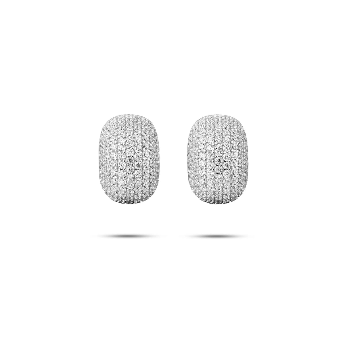 Gisser Sterling Silver Cubic Zirconia Pave Statement Stud Earrings